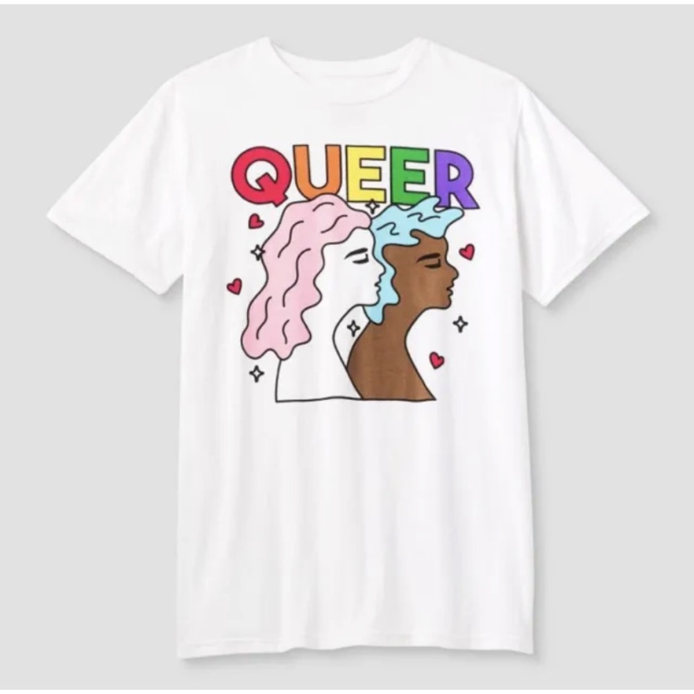 UNISEX TAKEPRIDE QUEER T-SHIRT WHITE RAINBOW LGBTQIA GAY PRIDE PARADE TEE Adult